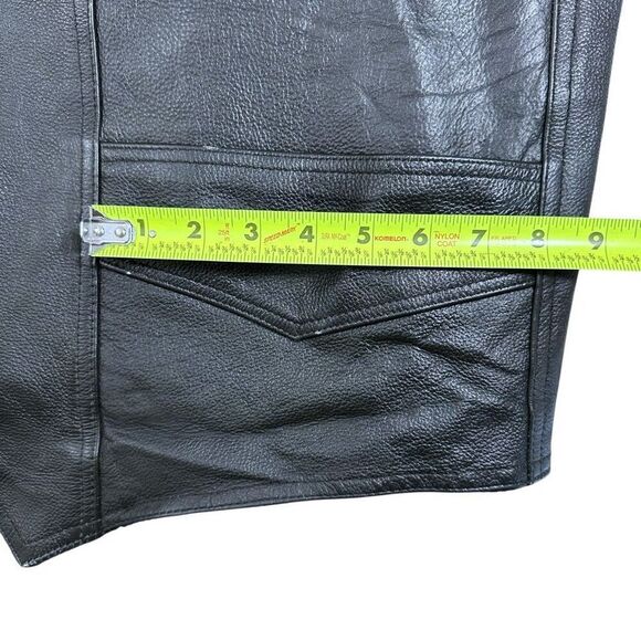 Vintage Leather Club Black Leather Snap Front Vest XXL - Picture 12 of 13